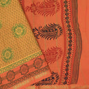 Yellow with Orange  Mul Mul Cotton Saree without Blouse