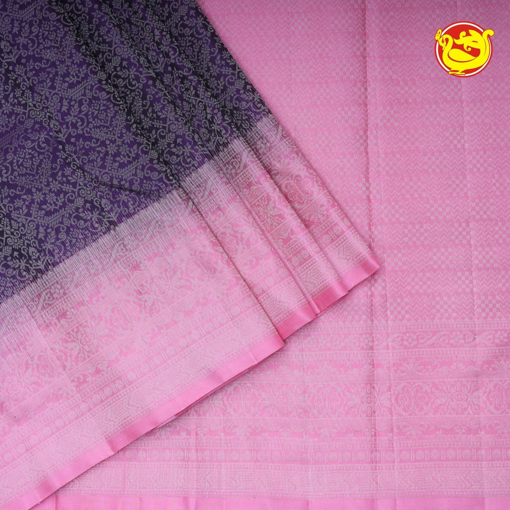 Purple With Pink Soft Silk Saree - Thenianantham