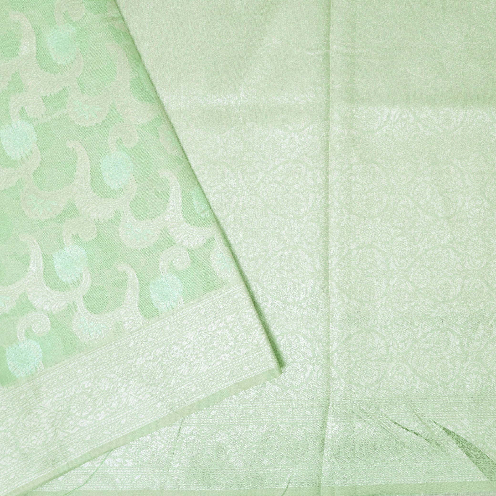Pale Green Colour Fancy Weaving Saree