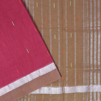 Maroon Red with Tan Traditional Buttas Venkatagiri Pure Cotton Saree