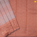 Light Orange With Light Grey Floral Design Copper Zari Semi Silk Set Sarees - Thenianantham