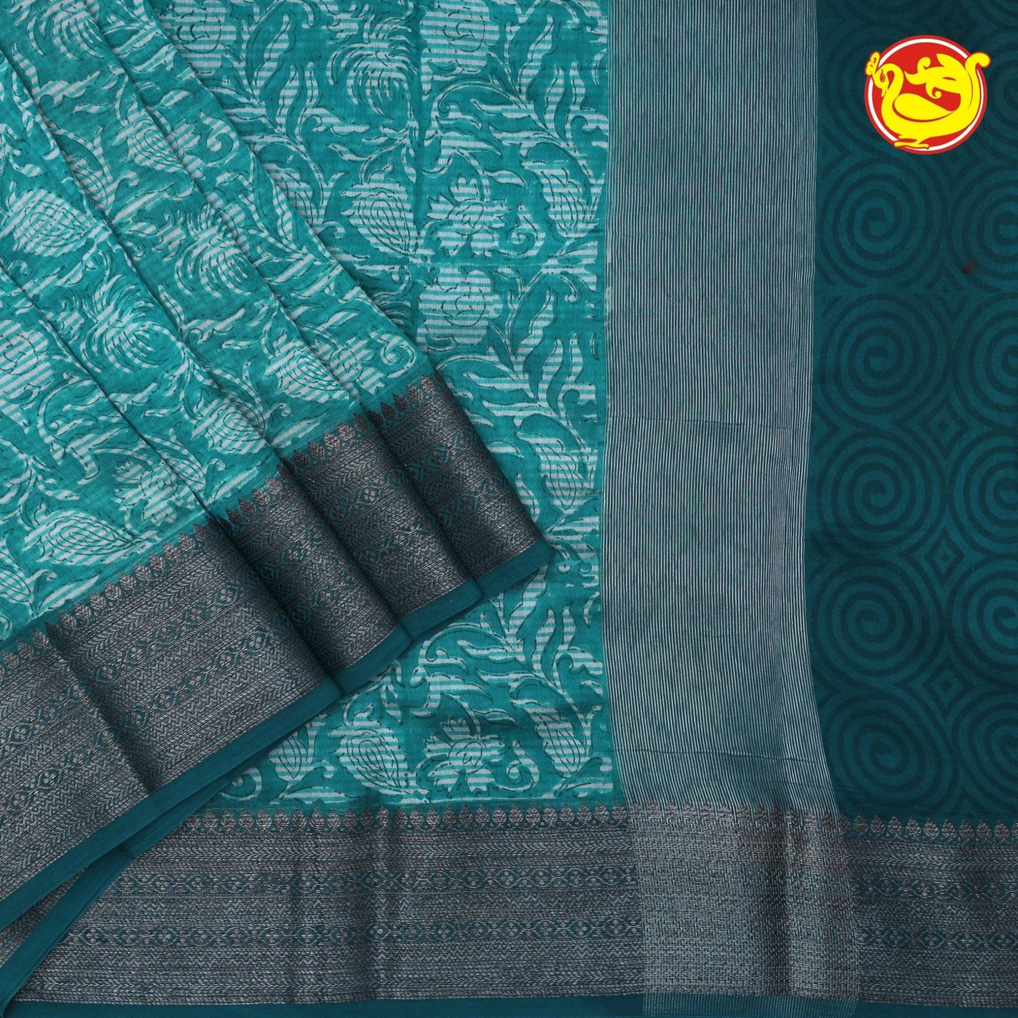 Rama Blue Chanderi Silk Saree