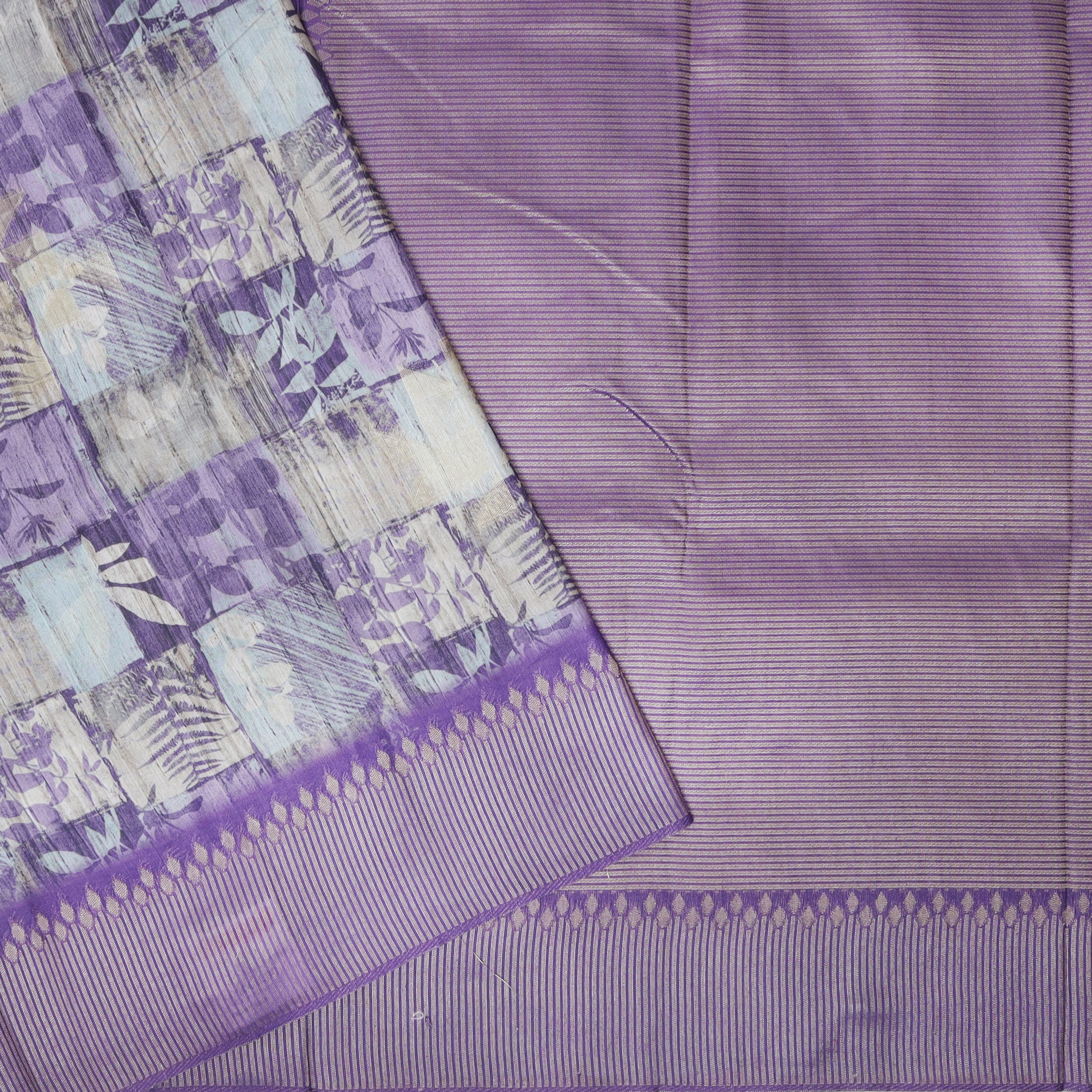 Lavender With off white Design Dola Silk