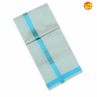 Light blue tissue cotton flexi fit dhoti and shirt set - Thenianantham