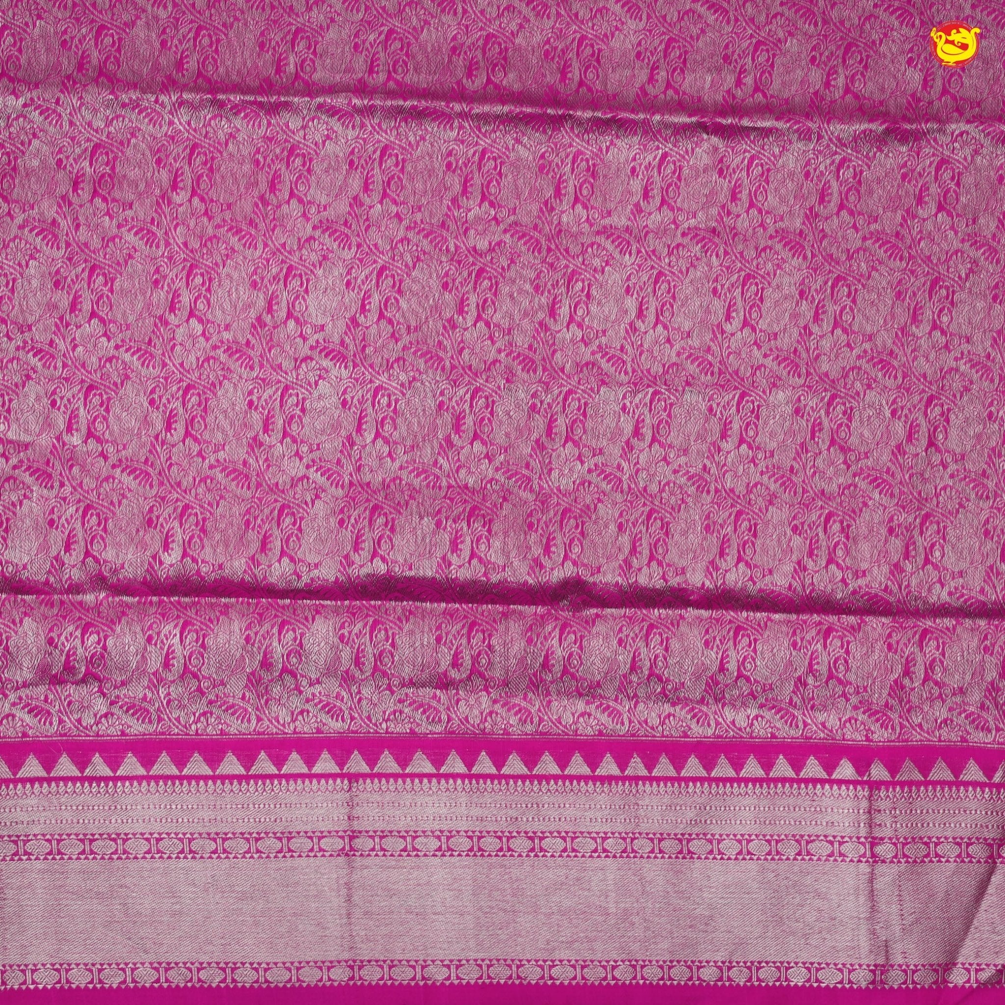 Yellow with pink Venkatagiri soft silk saree - Thenianantham