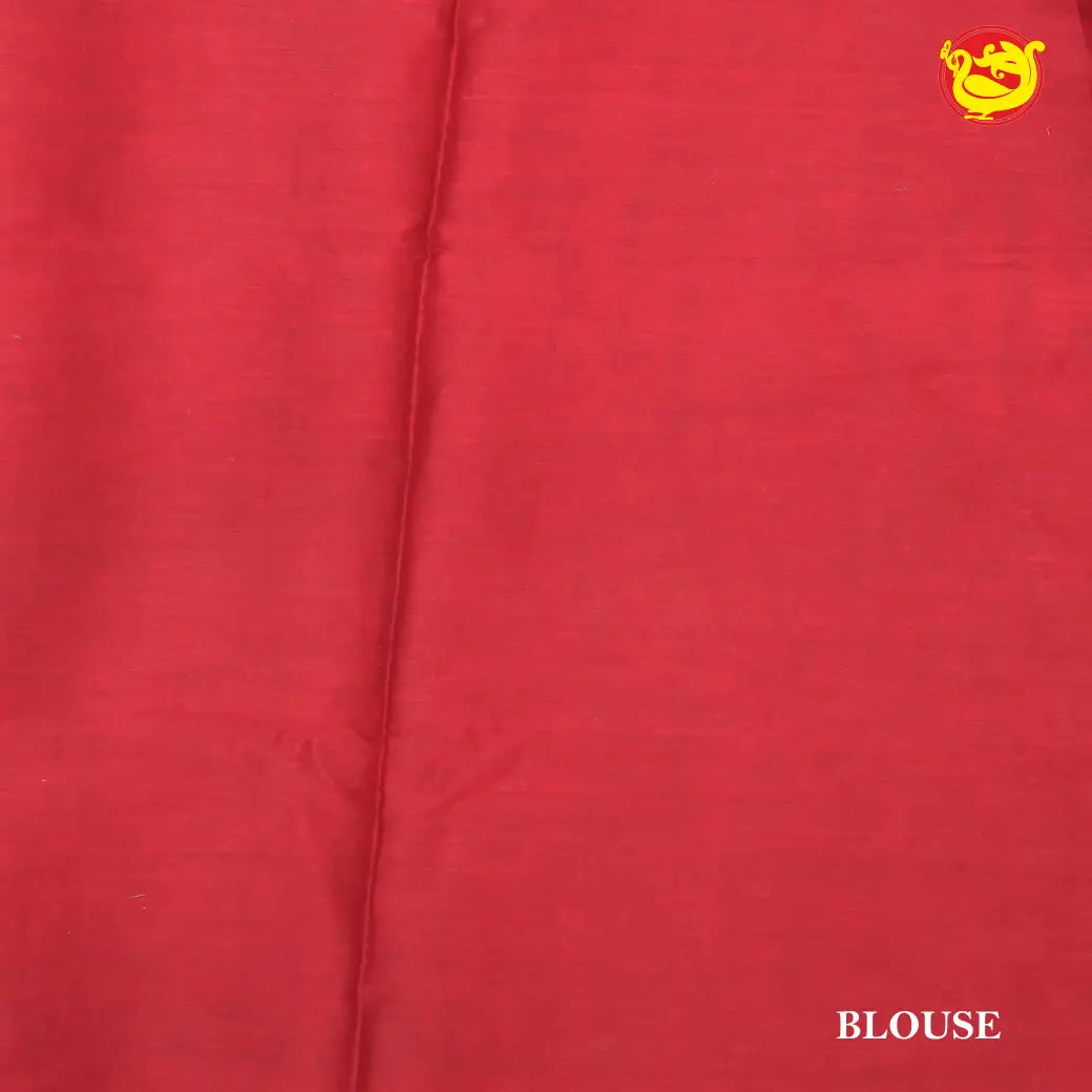 Spanish Red with White Half-Half Pure Mul Mul Cotton Saree with Blouse