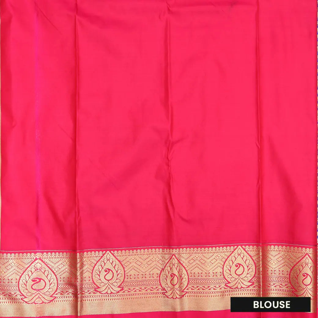 Blue with Pink Art Silk Saree