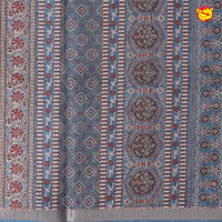 Sea Blue Bandhani Print Zari Border Russian Silk Saree