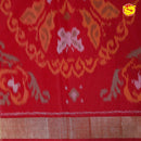 White With Red Ikat Soft Silk Saree - Thenianantham