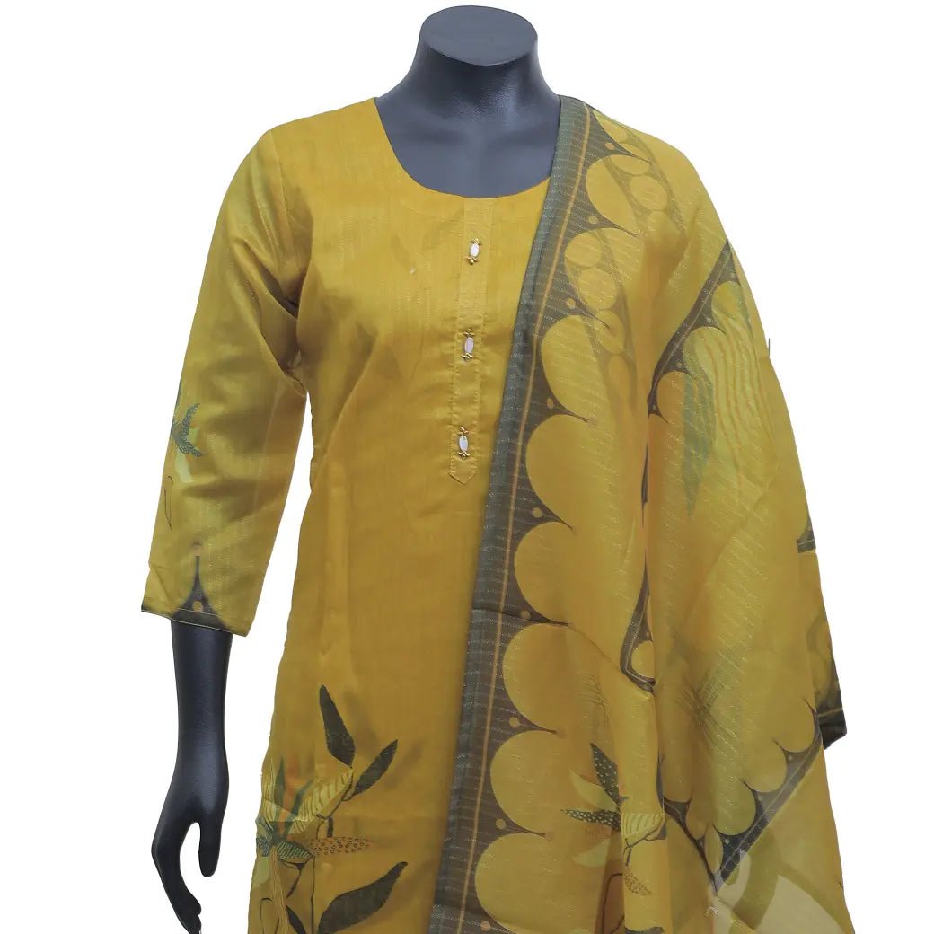 Yellow with green Ladies Branded Readymade Chudi Set