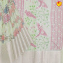 Pastel pista green linen tissue saree with floral digital prints - Thenianantham