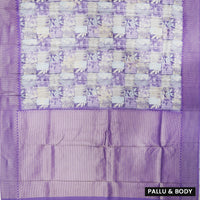 Lavender With off white Design Dola Silk