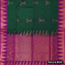 Parrot Green with Purple Soft Silk Saree