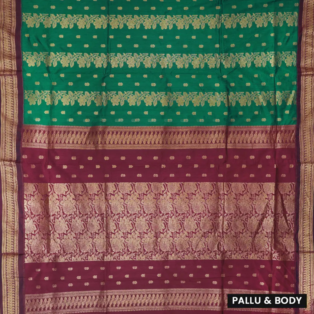 Green  With  Maroon Premium Quality Kalyani Cotton Saree    