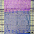 Magenta with Blue Gold Zari Border Wedding Silk Saree