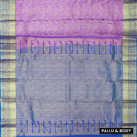 Magenta with Blue Gold Zari Border Wedding Silk Saree