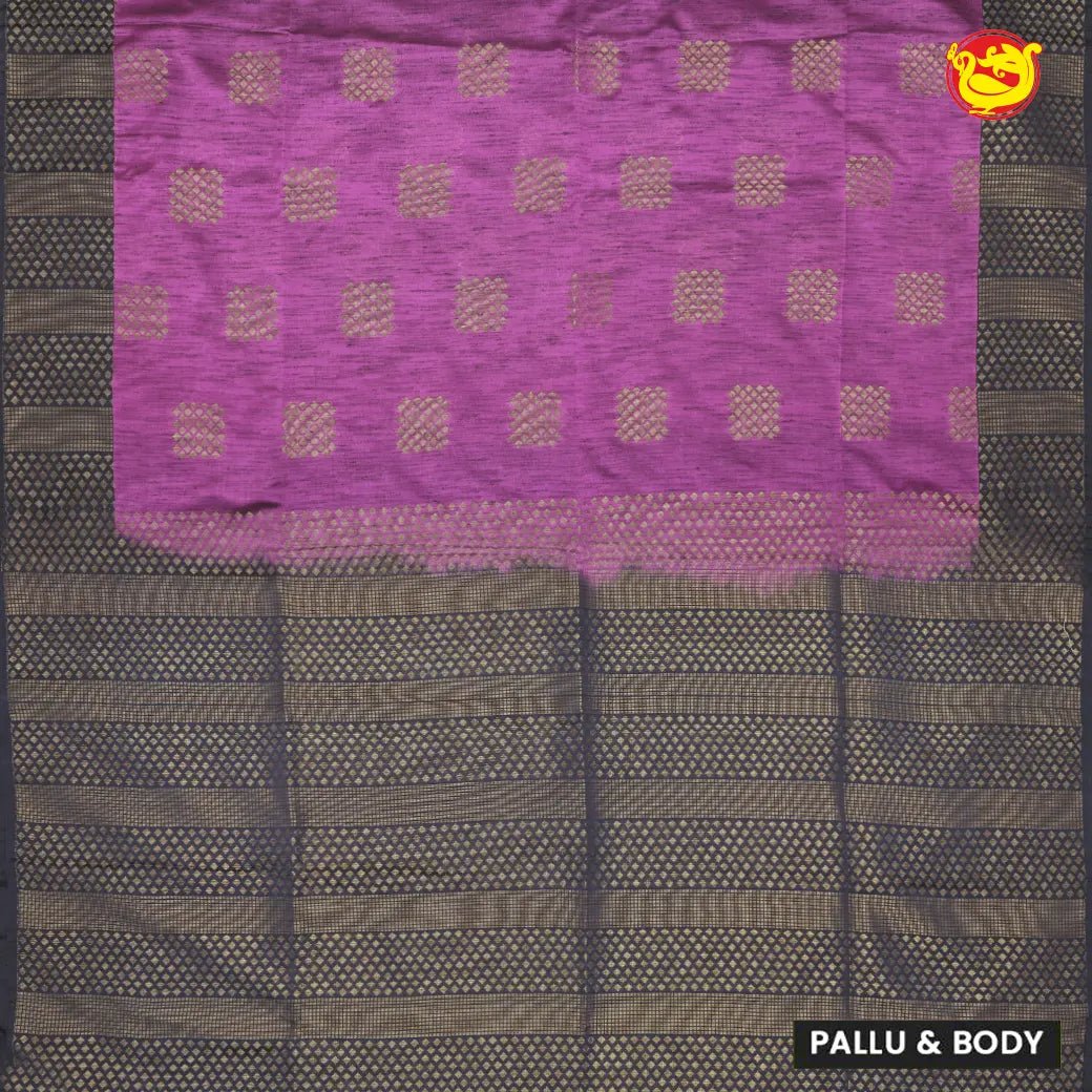 Purple with Black Soft Silk Saree - Thenianantham