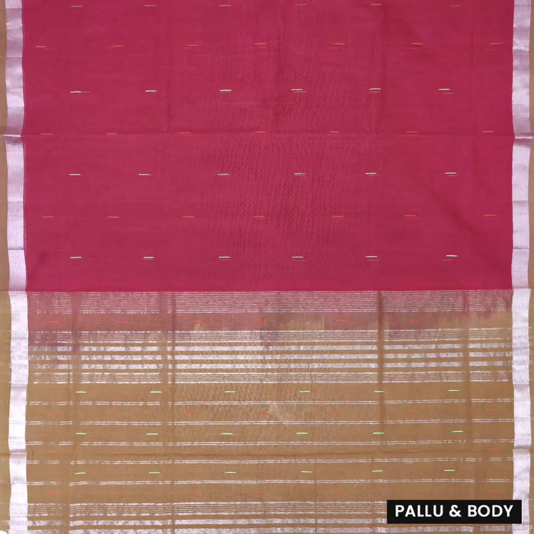 Maroon Red with Tan Traditional Buttas Venkatagiri Pure Cotton Saree