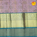 Light lavender Wedding Silk Saree With Peacock Blue Pallu - Thenianantham