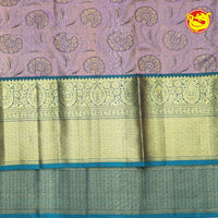 Light lavender Wedding Silk Saree With Peacock Blue Pallu - Thenianantham