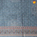 Sea Blue Bandhani Print Zari Border Russian Silk Saree