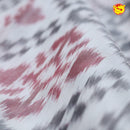 White With Red Ikat Soft Silk Saree