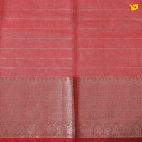 Mustard Yellow With Strawberry Red Stripes Design Semi Silk Blend Saree With Double Blouse Concept