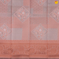 Light Orange With Light Grey Floral Design Copper Zari Semi Silk Set Sarees - Thenianantham