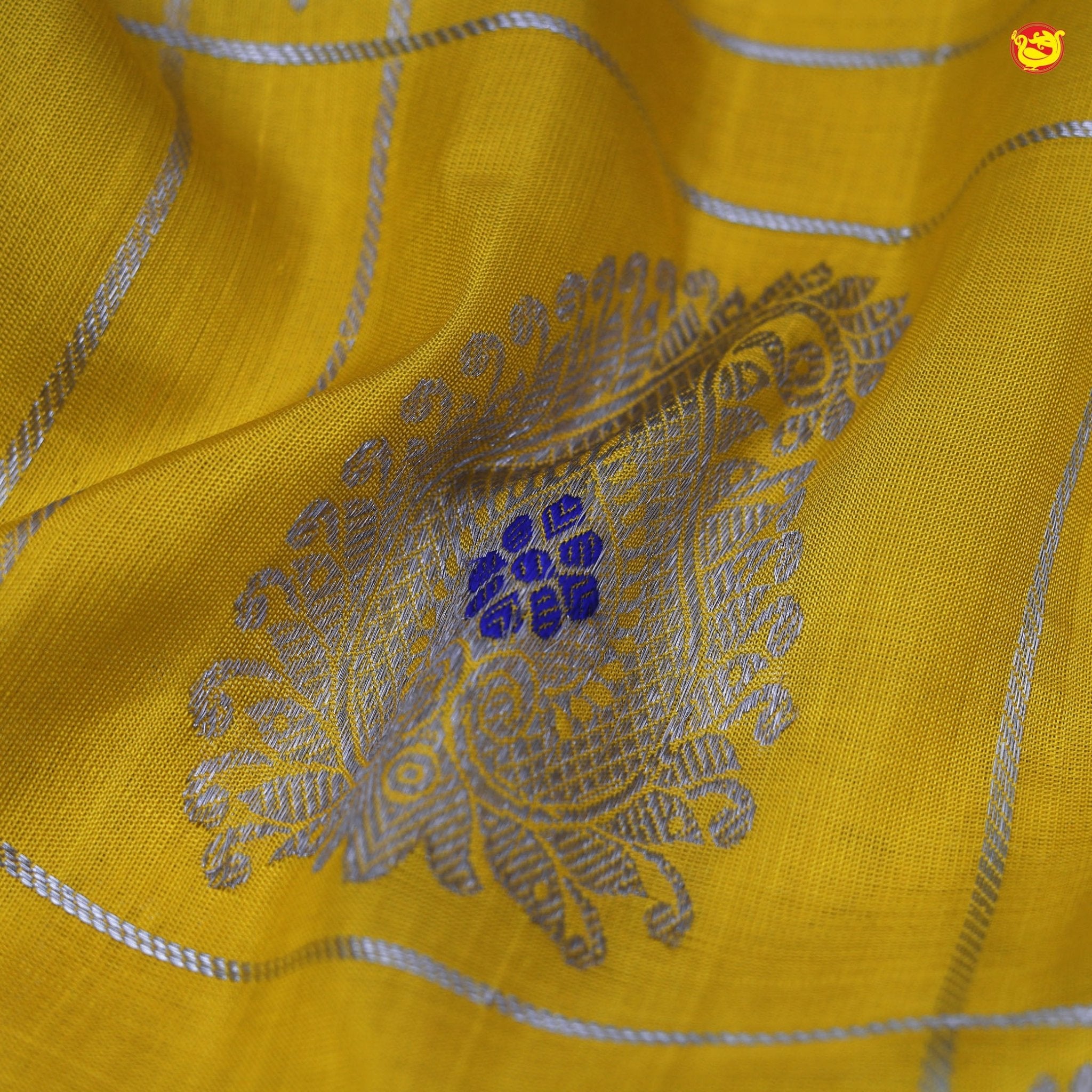 Yellow with pink Venkatagiri soft silk saree - Thenianantham