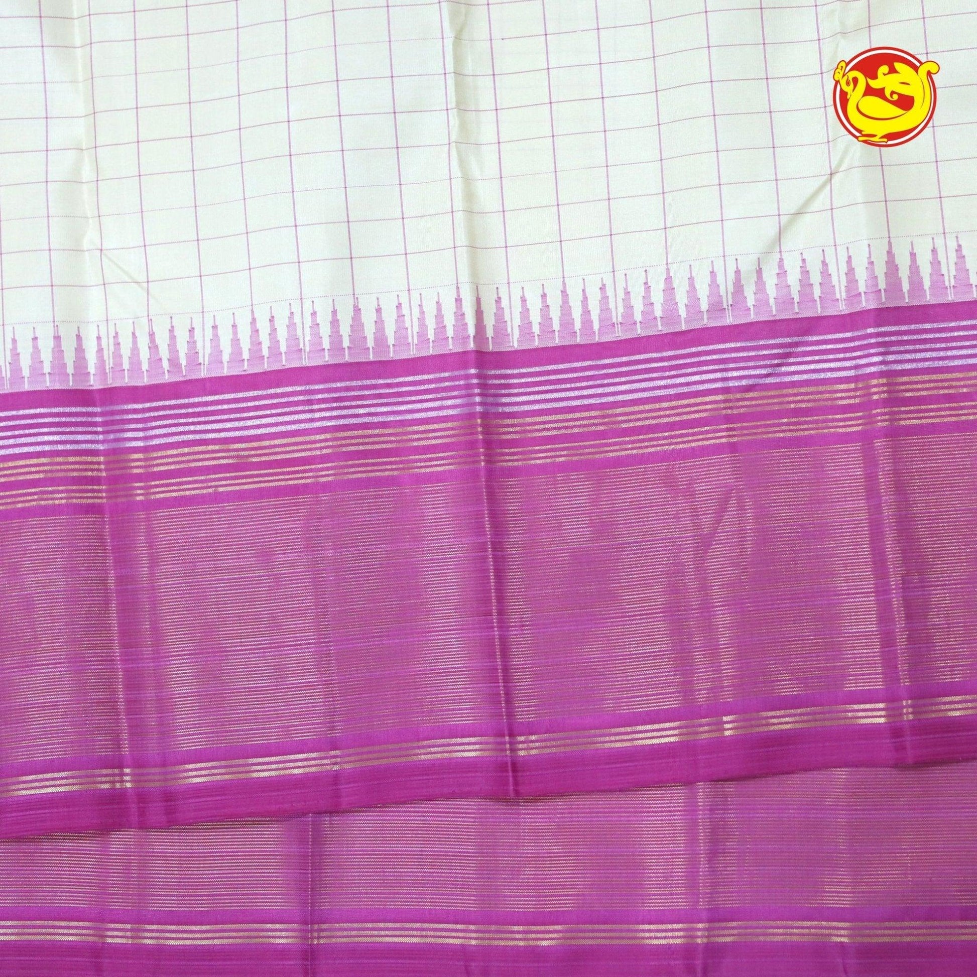 Half White With Pink Arani Soft Silk Saree - Thenianantham