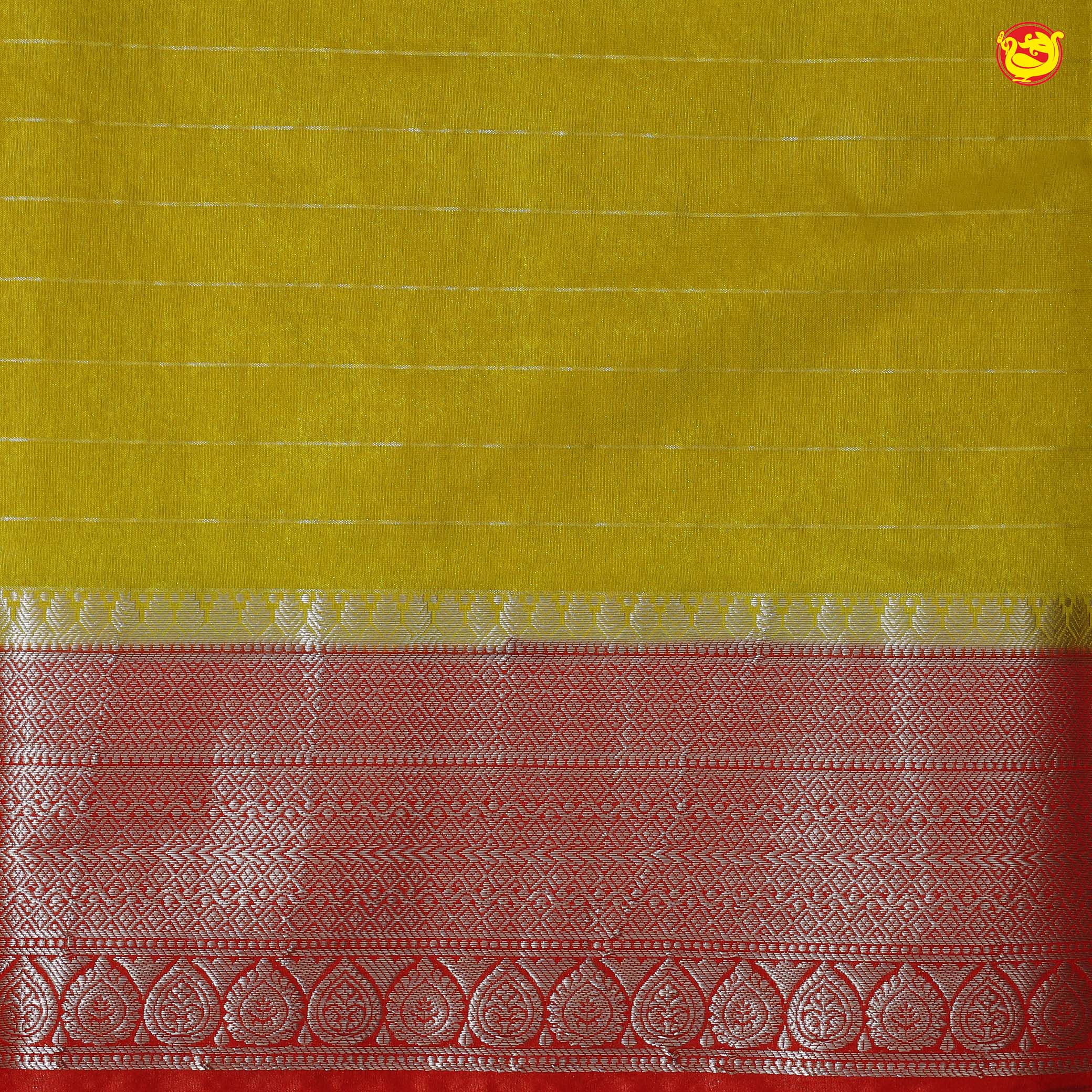 Mustard Yellow With Strawberry Red Stripes Design Semi Silk Blend Saree With Double Blouse Concept