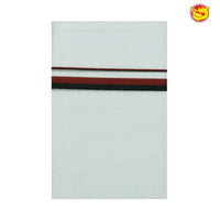 White mens dhoti with maroon and black border - Thenianantham