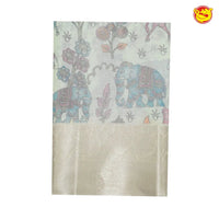 Pastel green linen tissue saree with digital prints - Thenianantham