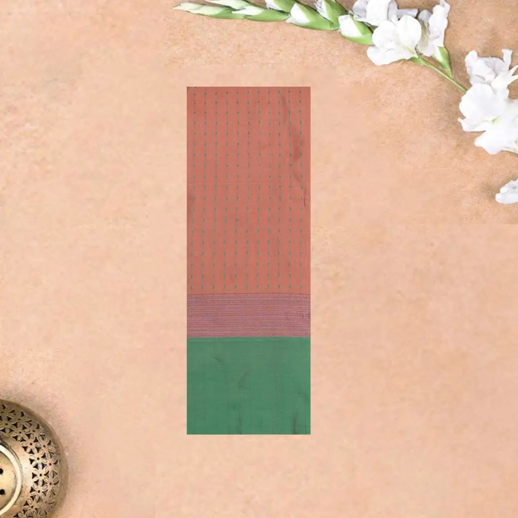 Light Peach with Green Arani Fancy Silk Saree