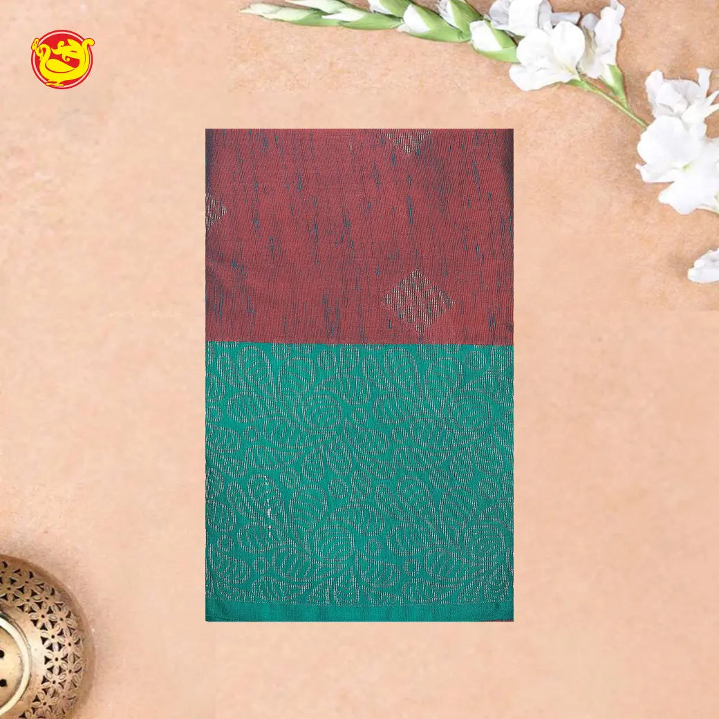 Maroon with Rama green Soft Silk Saree