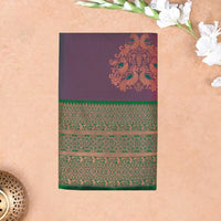 Grape with Green Soft Silk Saree