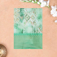 Pista Green With Off white Floral Design Dola Silk