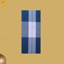 Men’s Blue With Grey Checked Cotton Stitched Lungi  