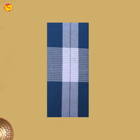Men’s Blue With Grey Checked Cotton Stitched Lungi  