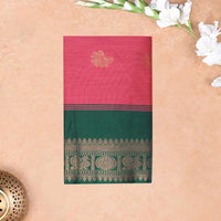 Pink  With Green Premium Quality Kalyani Cotton Saree