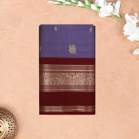 Light Purple With Maroon Copper Zari Border Soft Silk Saree