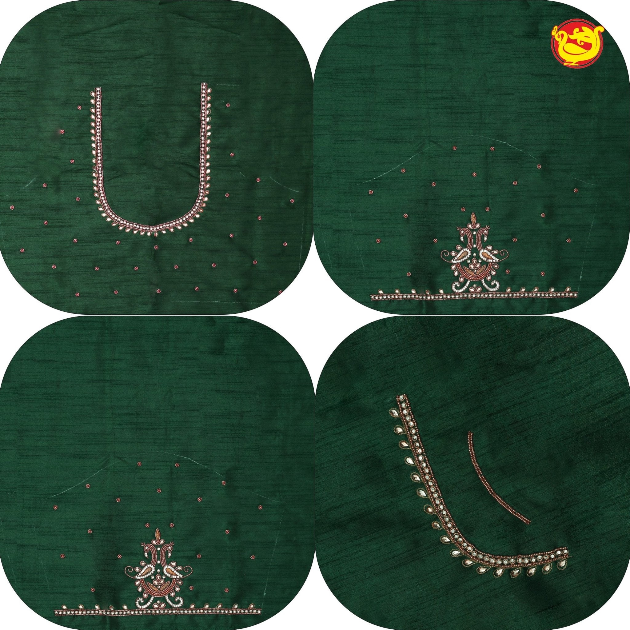 Bottle Green Bridal Aariwork Blouse