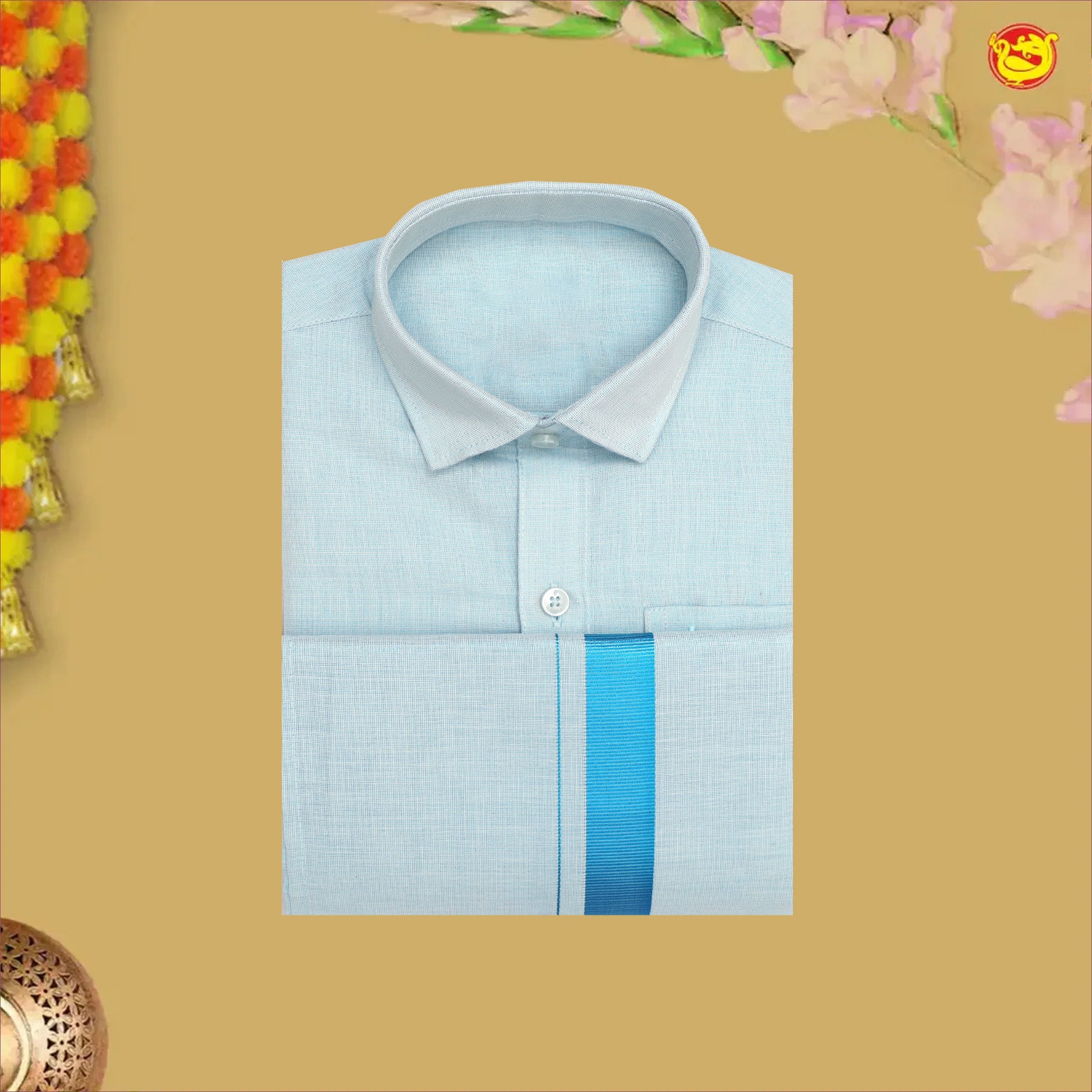 Copper Tissue  Boy’s  Readymade Shirt And Dhoti Set