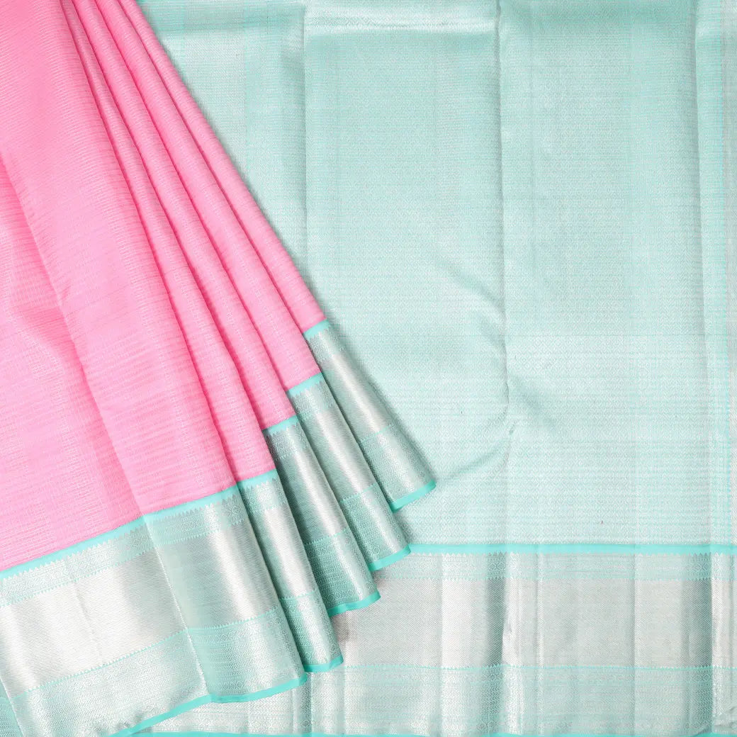 Light Pink with Sky Blue Soft Silk Saree