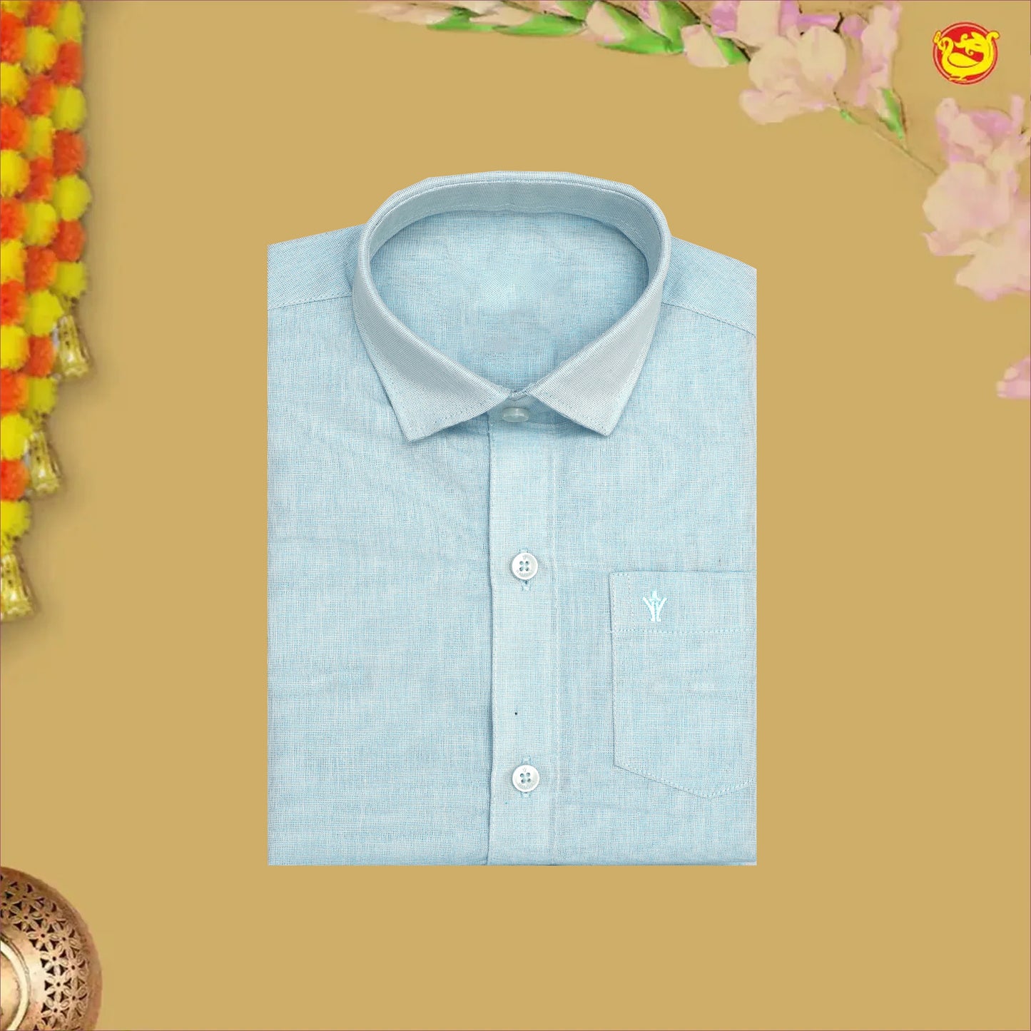 Copper Tissue  Boy’s  Readymade Shirt And Dhoti Set