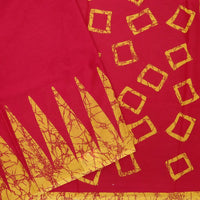 Red with Yellow Pure Mul Mul Cotton Saree with Blouse