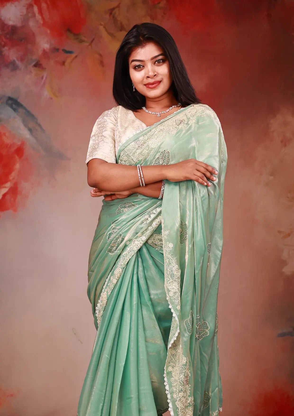 Light Green Space Silk Saree