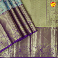 Golden Tissue With Purple Wedding Silk Saree - Thenianantham