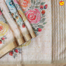 Half White With Art Tussar Silk Saree With Floral Digital Prints