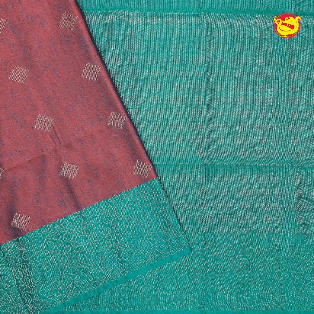 Maroon with Rama green Soft Silk Saree